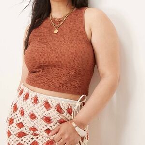ASOS Curve Textured Sleeveless Crop Top in Rust